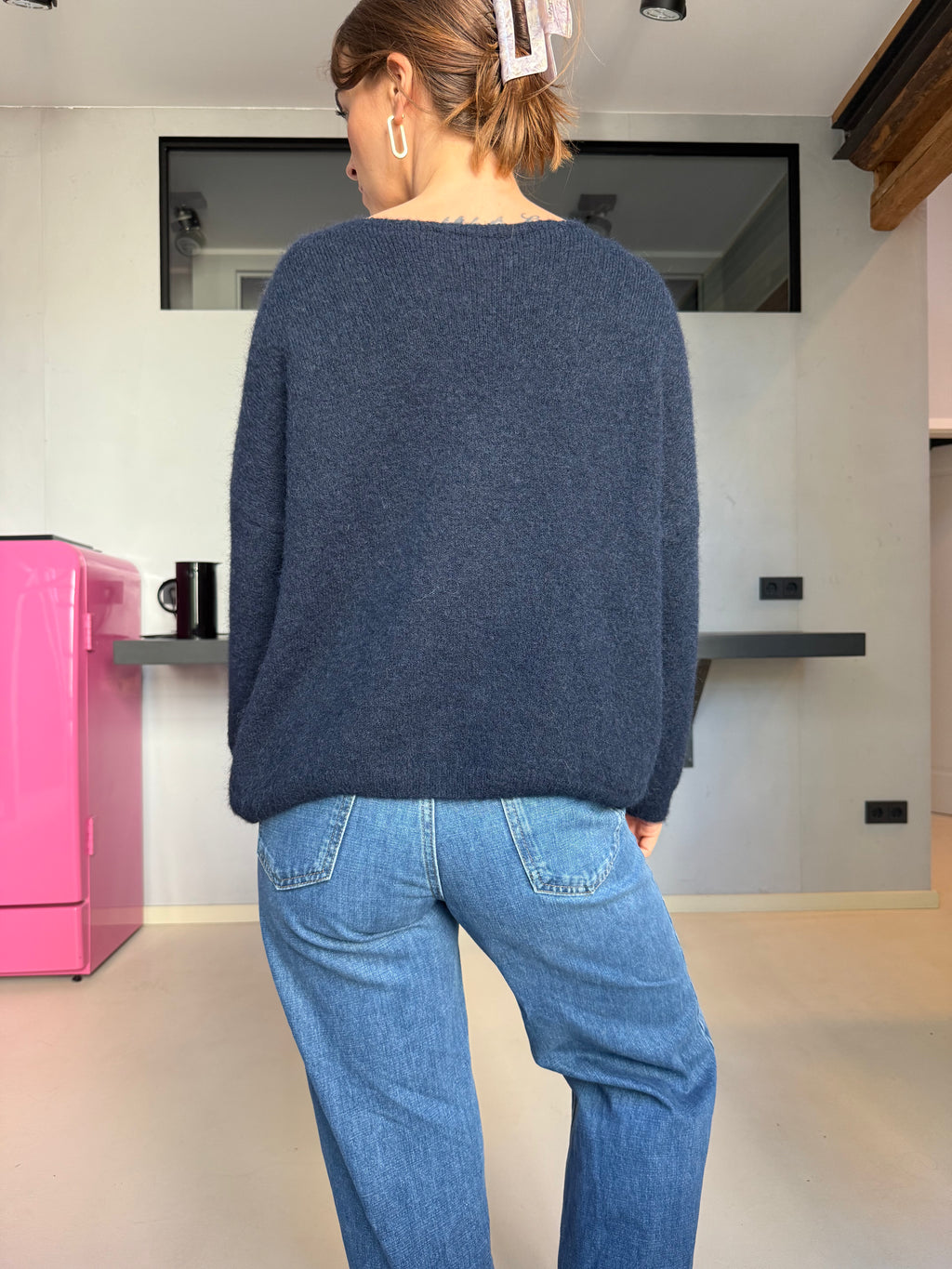 Cozy Flower Cardigan Navy